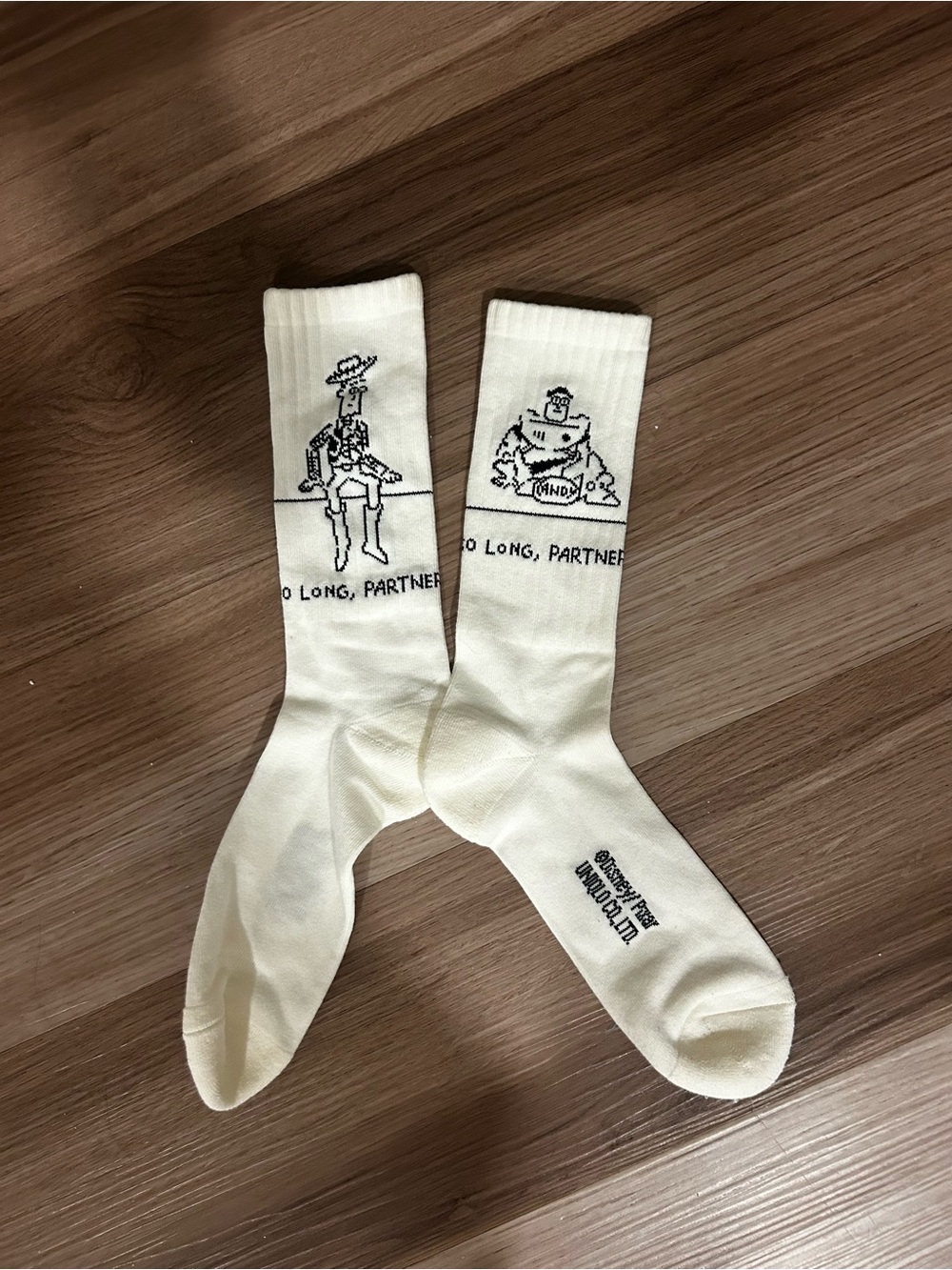 Cream Crew Socks with Toy Story Cartoon Graphics - So Long, Partner